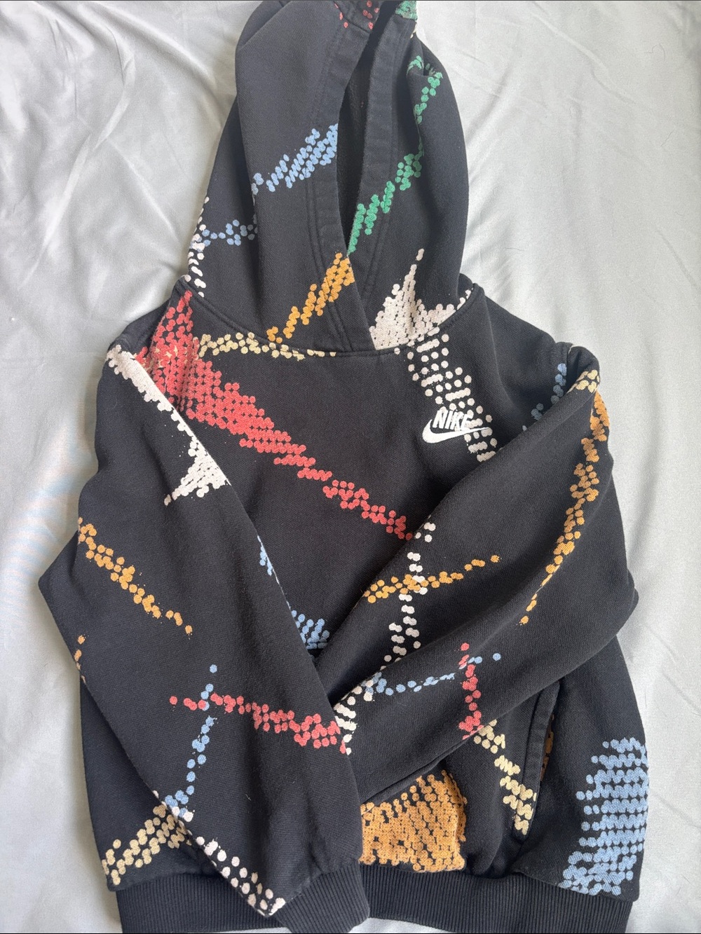 Nike Black Hoodie with Multicolor Dot Streaks